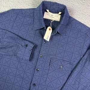 Rogue Territory Sashiko Oxford Work Shirt Mens S Navy Blue USA Button Down NEW
